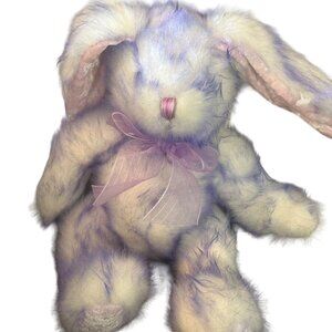 Dan Dee Purple & White Plush Bunny Rabbit Toy With Bow  12"